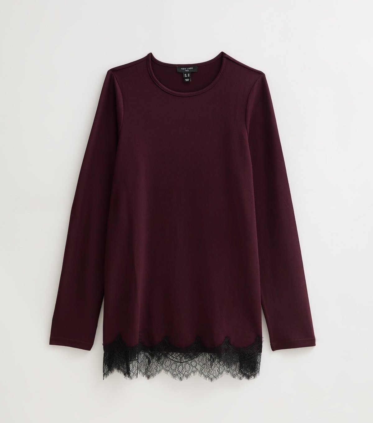 New Look Women's Tall Dark Burgundy Soft Touch Lace Hem Mini Dress New Look