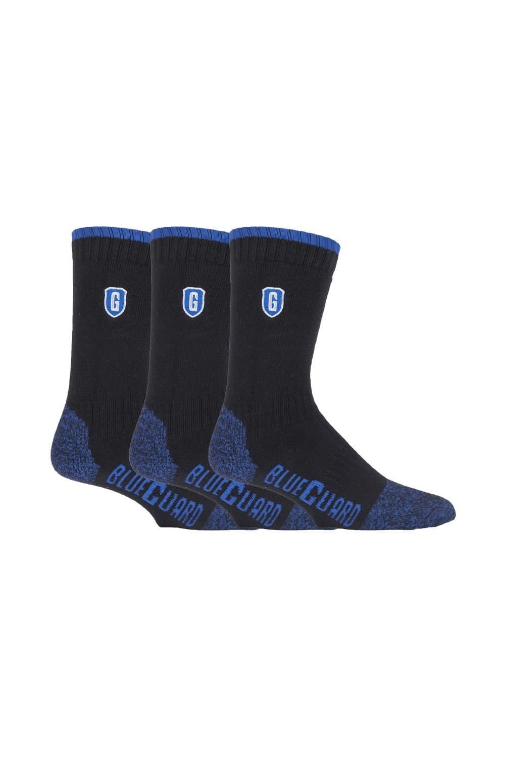SOCKSHOP Blue Guard SOCKSHOP Blue Guard Men's 3 Pack Ultra Durable Work Socks: Heavy Duty for Steel Toe Boots in Black