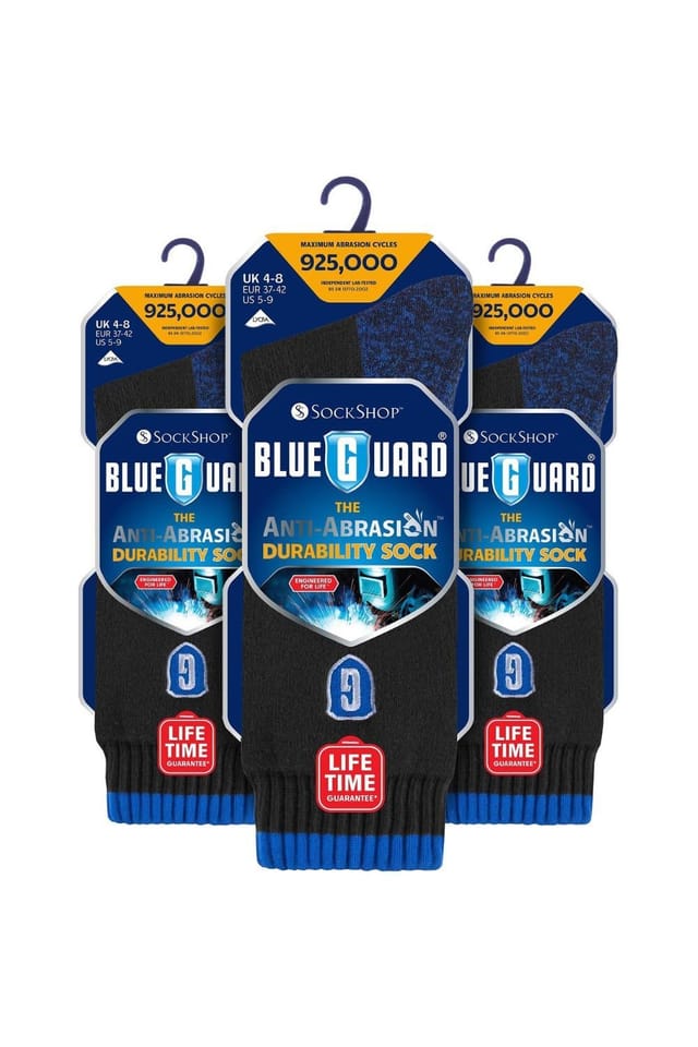 SOCKSHOP Blue Guard SOCKSHOP Blue Guard Men's 3 Pack Ultra Durable Work Socks: Heavy Duty for Steel Toe Boots in Black - 2