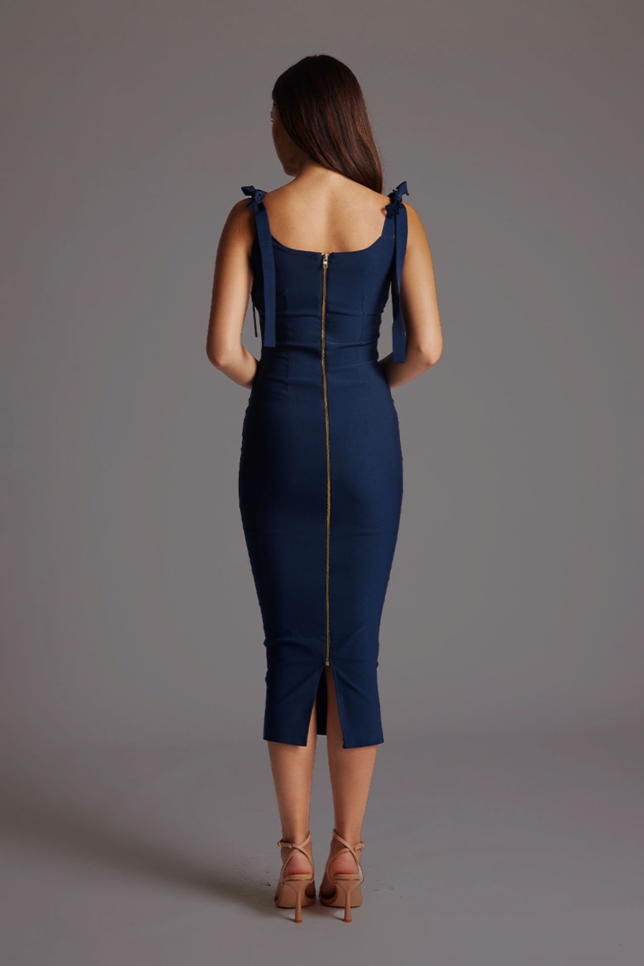 Vesper Vesper Women's Ruched Bust Bodycon Midaxi Dress In Navy - 4