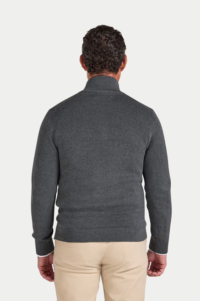 raging bull Raging Bull Men's Classic Quarter Zip Cotton/Cashmere Knit in Charcoal - 2