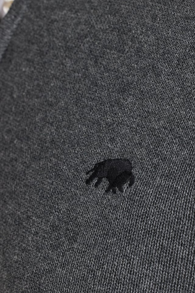 raging bull Raging Bull Men's Classic Quarter Zip Cotton/Cashmere Knit in Charcoal - 3
