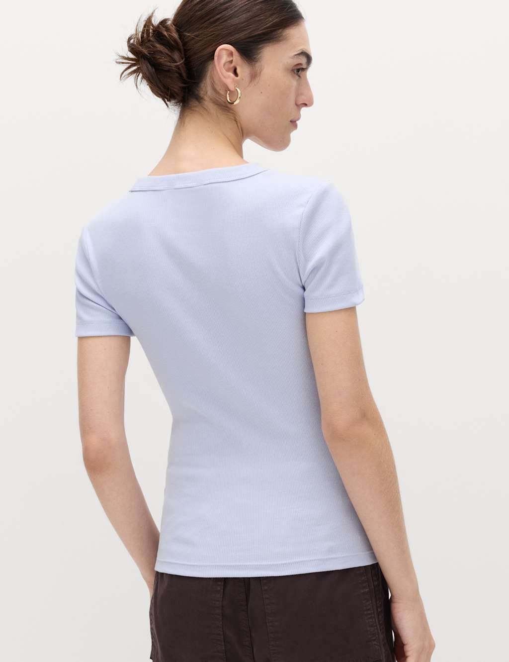 Marks & Spencer M&S Cotton Rich Ribbed Slim Fit T-Shirt Lilac - 2