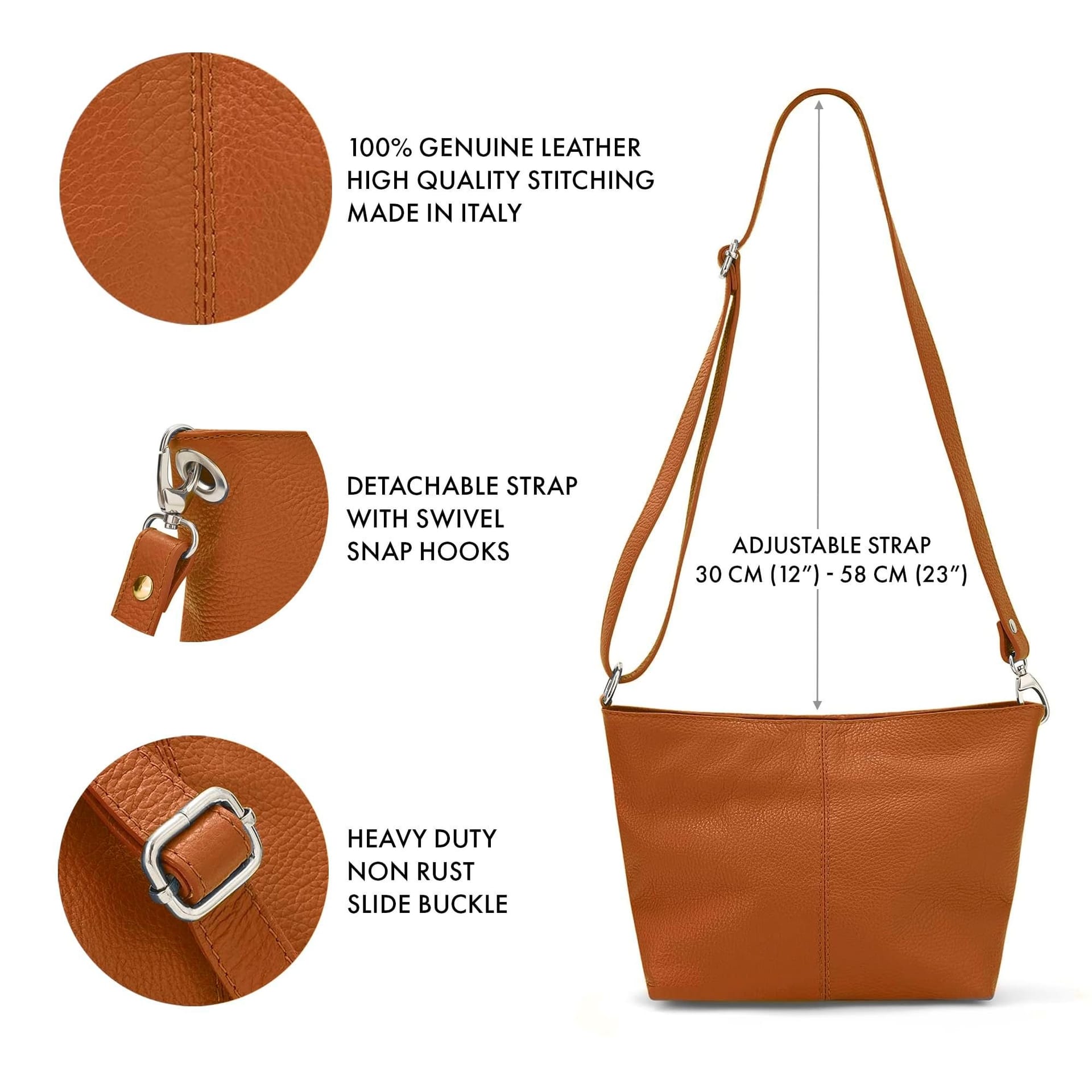 Woodland Leathers Woodland Leathers Women's Genuine Italian Leather Handbag Shoulder Bag in Tan - 4