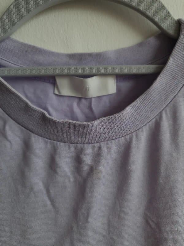 H&M H&M Silk and Cotton Blend Plain T-shirt in Lilac / Light Purple