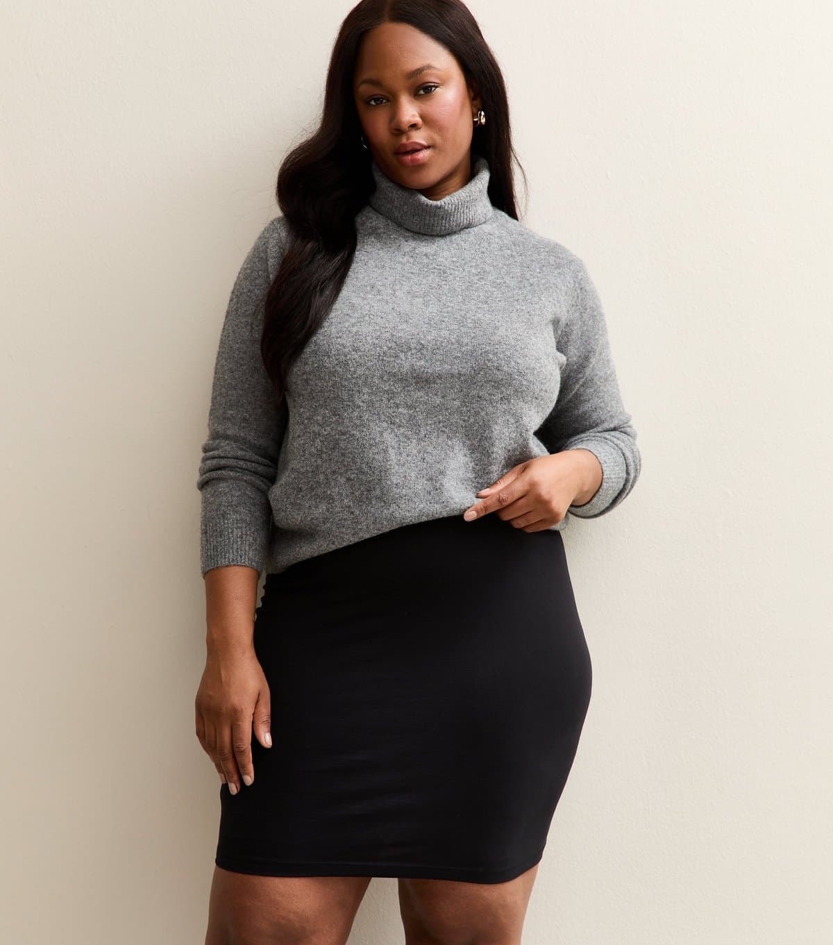 New Look Women's Plus Size Black Jersey Tube Mini Skirt Curves New Look