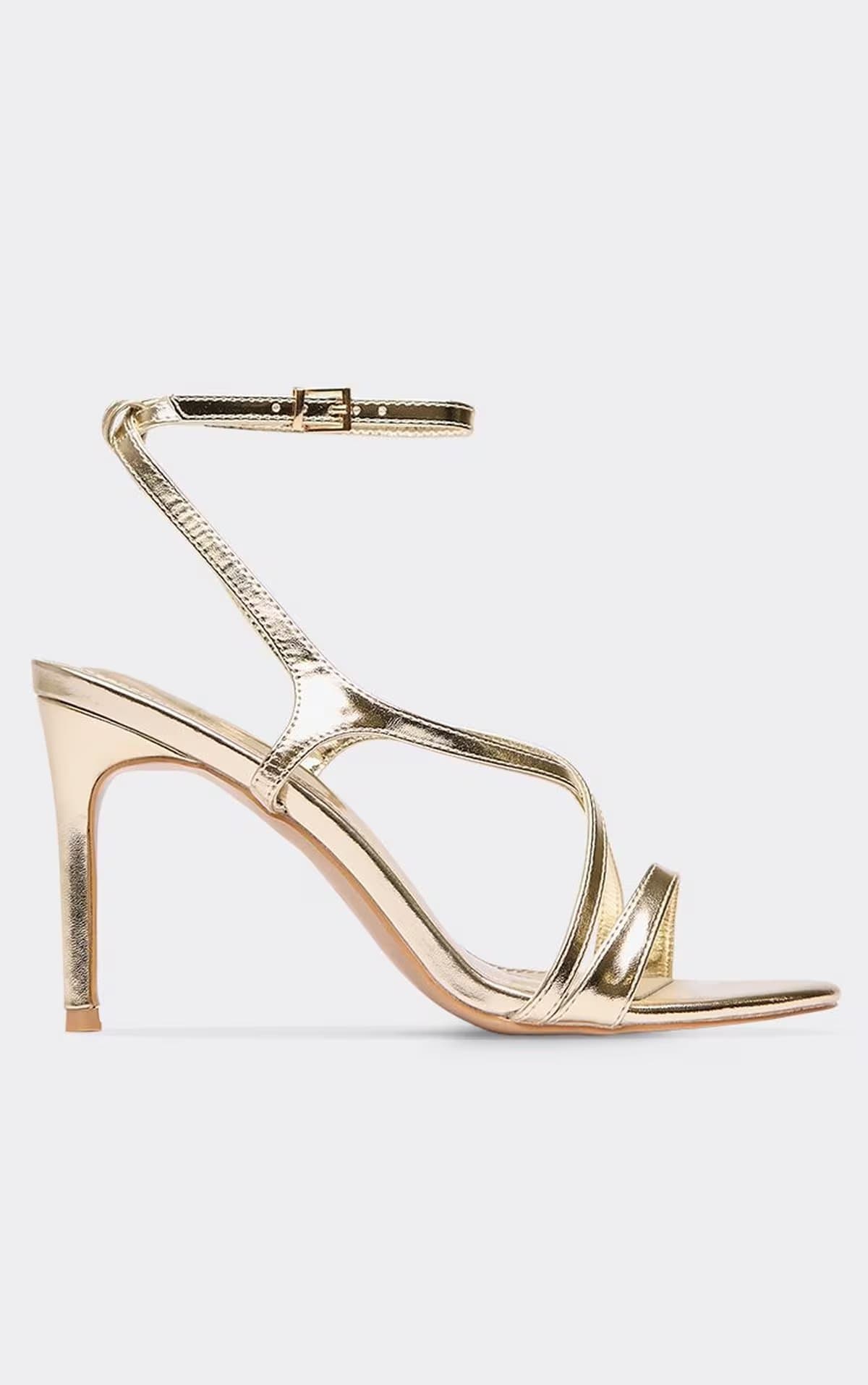 EGO EGO Gold Faux Leather Cross Strap Stiletto Heel