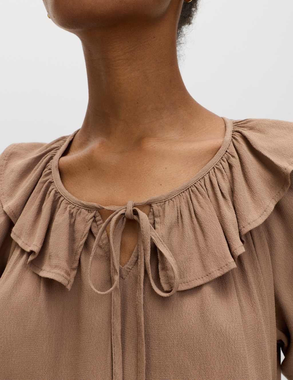 Marks & Spencer M&S Frill Detail Blouse Golden Brown - 4
