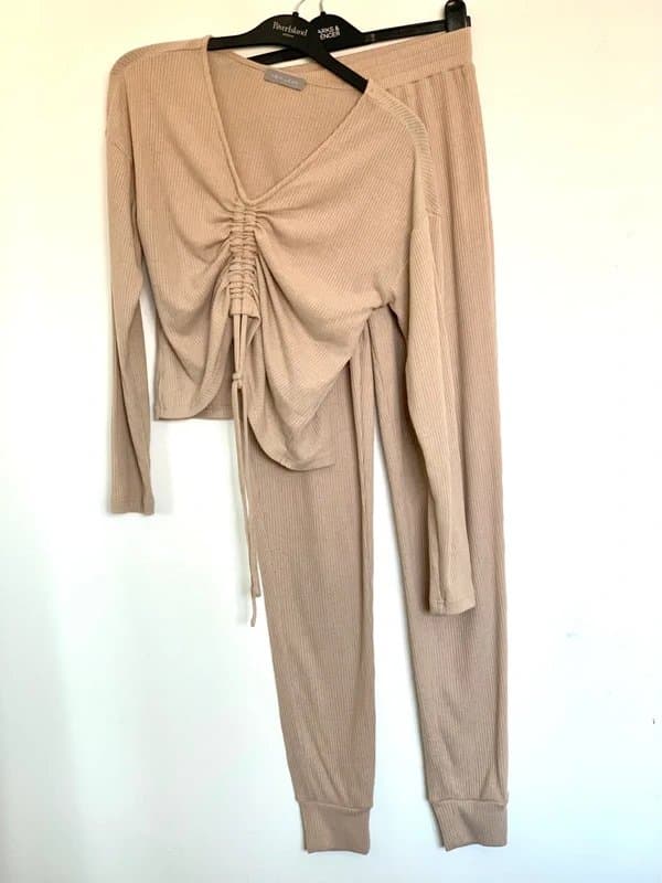 New Look New Look Beige Ribbed Loungewear/Pyjamas Set