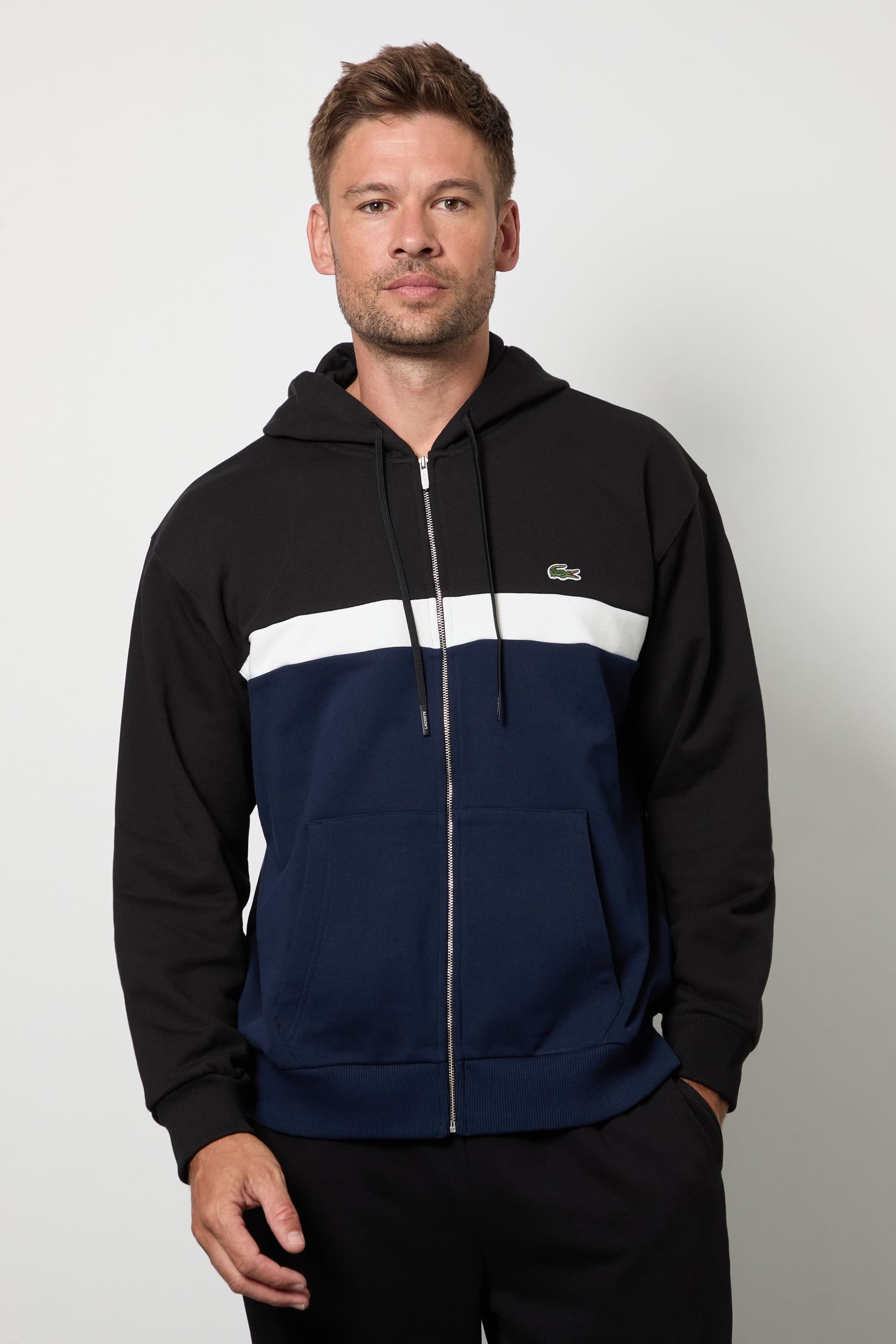 Lacoste Lacoste Men's 1/4 Zip Sweatshirt Multi Black/Navy Blue in Black