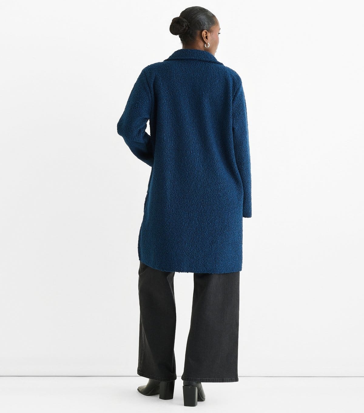 Gini London Women's Navy Shearling Double Breasted Coat Gini London New Look - 4