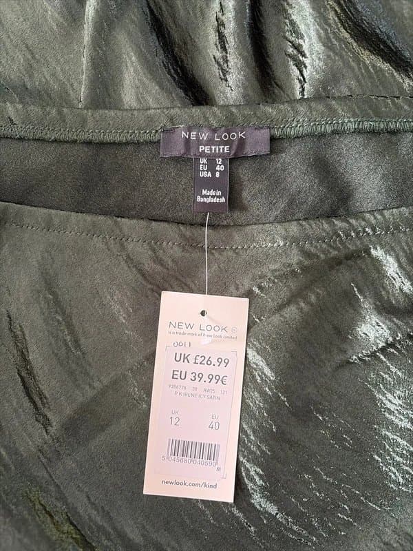 New Look New Look dark green satin midi skirt size 12 petite