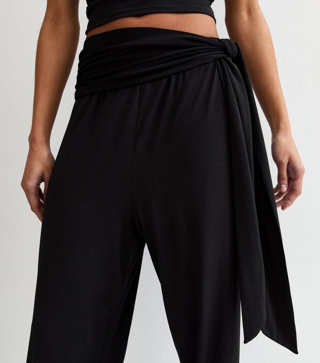 New Look Women's Black Tie Waist Tapered Trousers New Look - 3