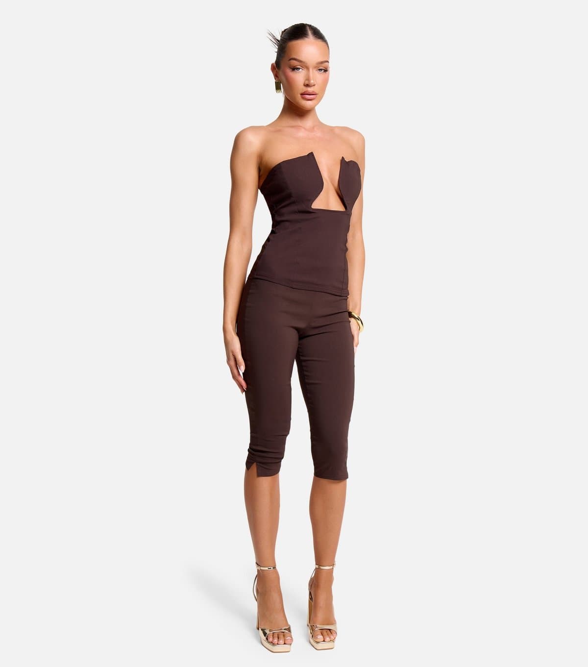Public Desire Women's Dark Brown Capri Trousers Public Desire New Look