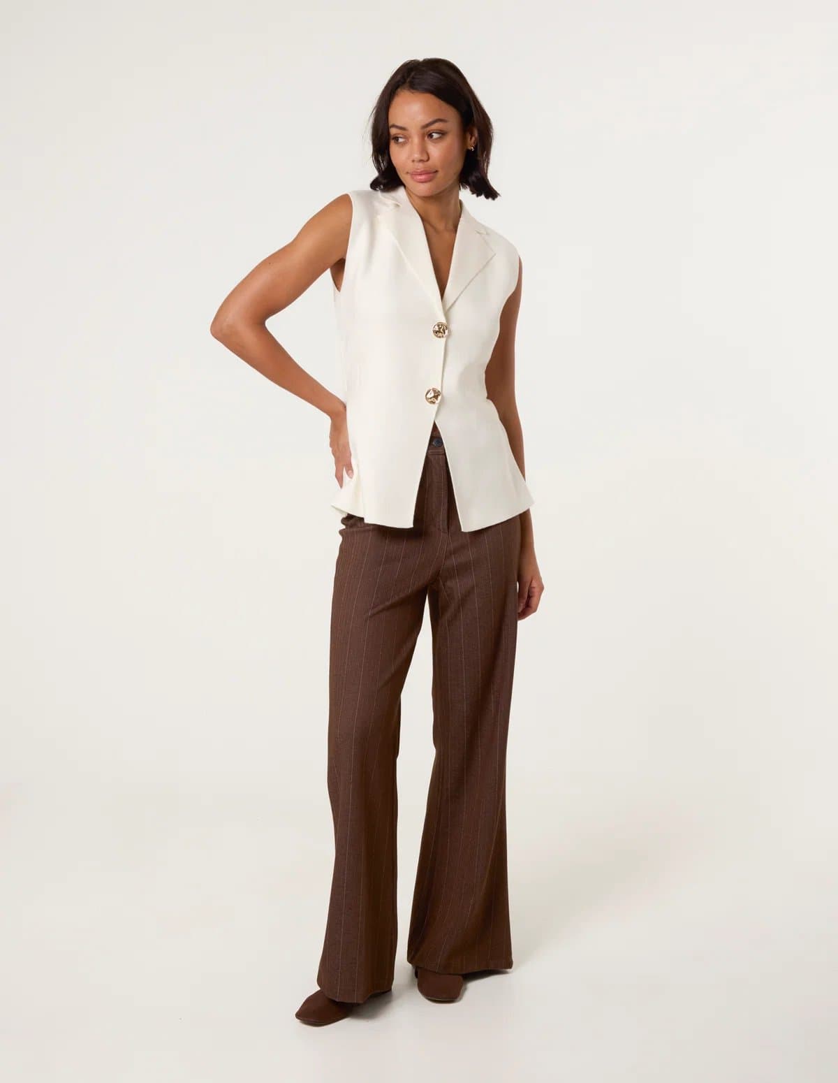 Blue Vanilla Gold Button Front Tailored Vest