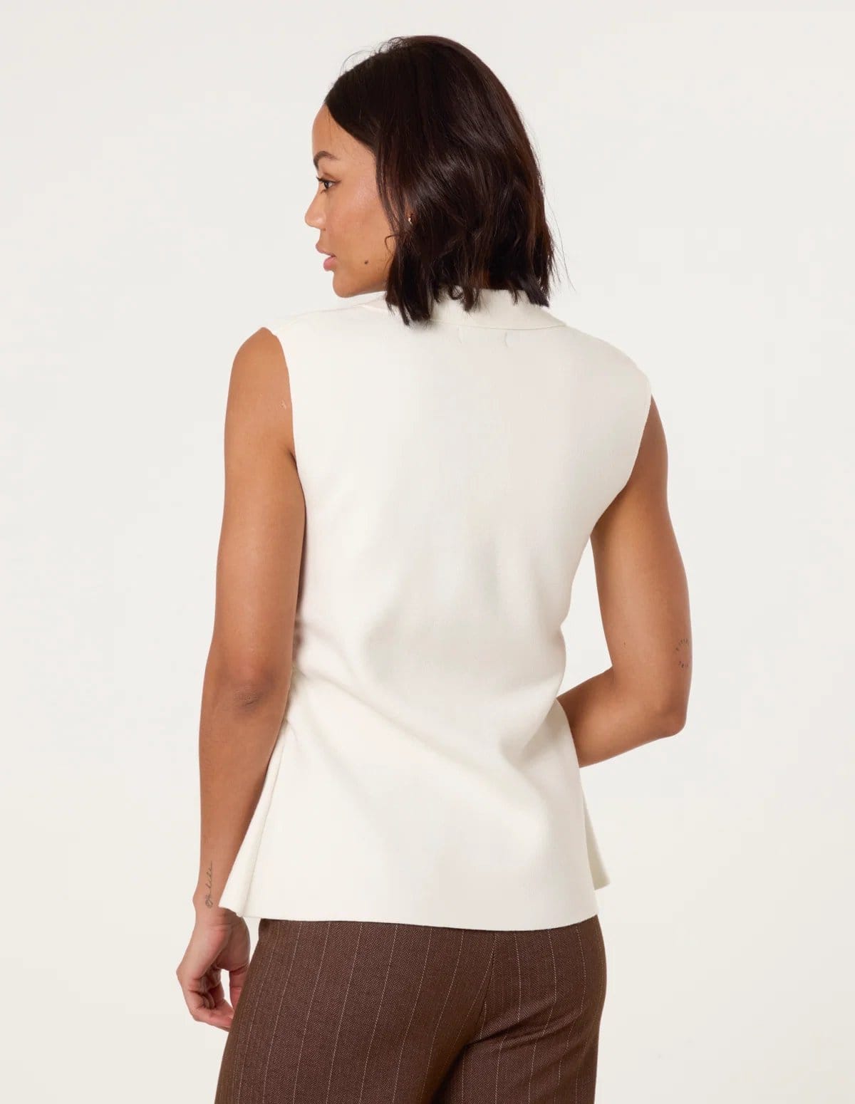 Blue Vanilla Gold Button Front Tailored Vest - 4
