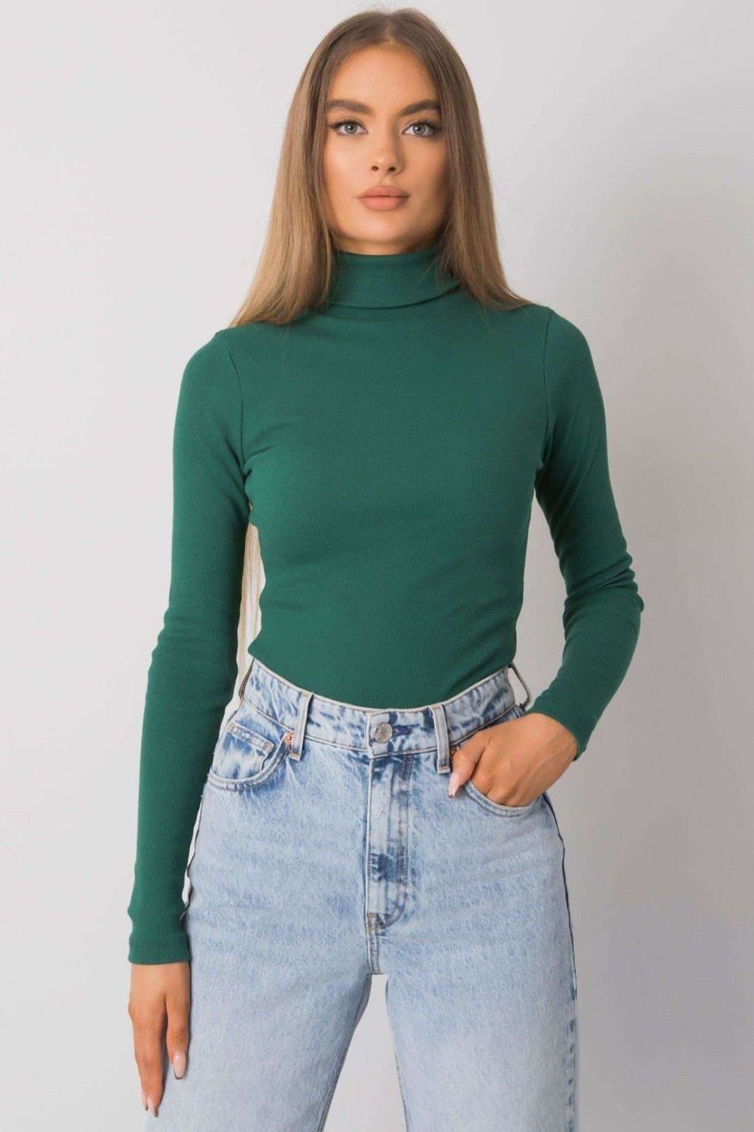 Love Lace Love Lace Women's Fitted Long Sleeve Turtleneck Top Style 173407 in Green