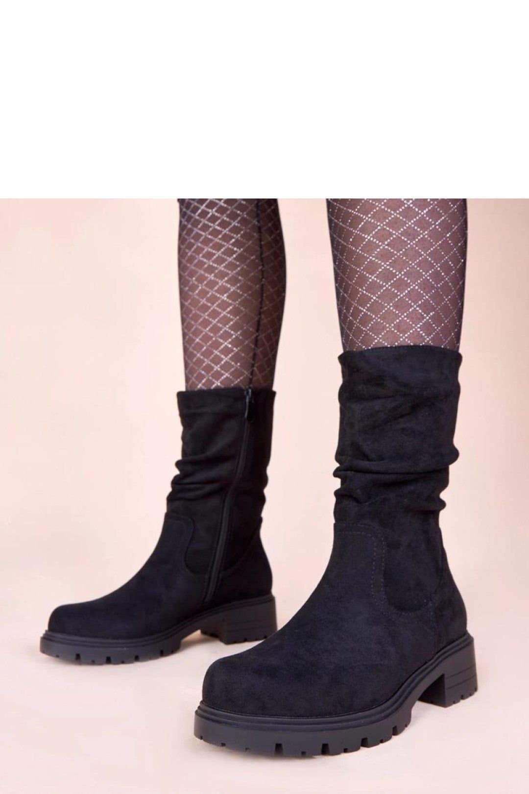 Love Lace Love Lace Women's Gemre Malha Ruching Platform Ankle Boots Flat Comfort Style in Black
