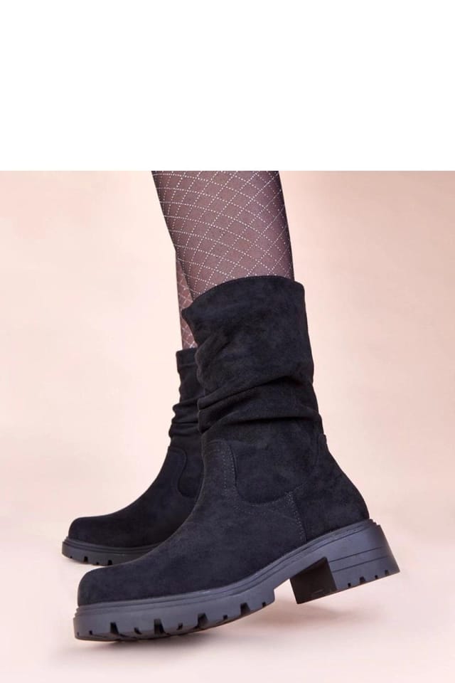 Love Lace Love Lace Women's Gemre Malha Ruching Platform Ankle Boots Flat Comfort Style in Black - 2