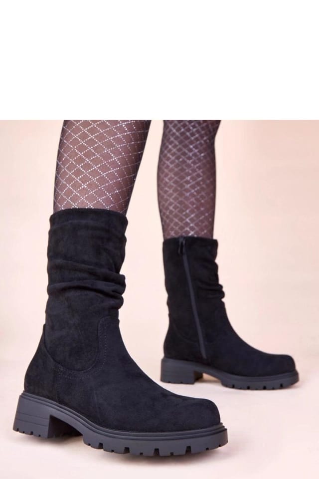 Love Lace Love Lace Women's Gemre Malha Ruching Platform Ankle Boots Flat Comfort Style in Black - 3