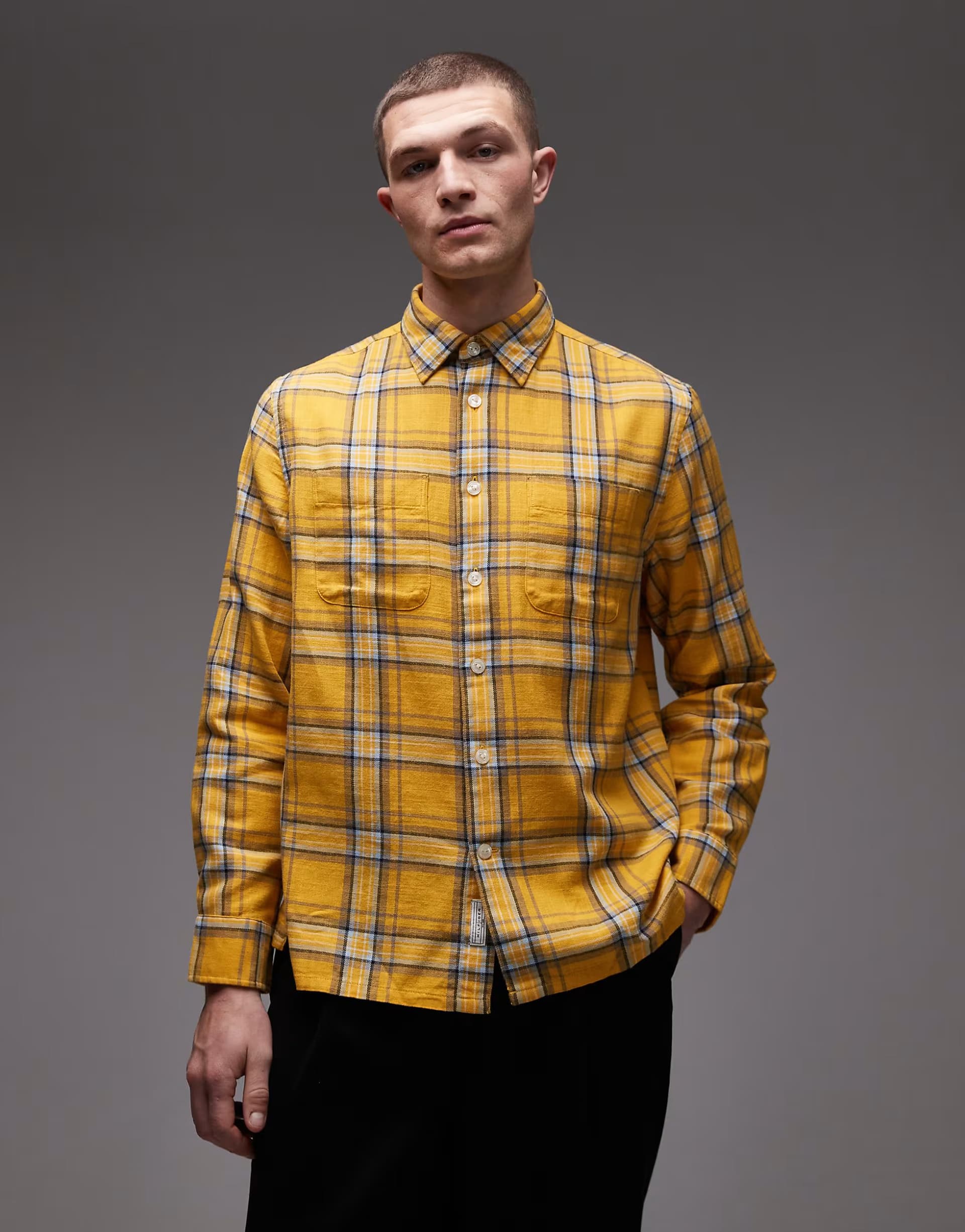 ASOS Tommy Hilfiger Check Relaxed Long Sleeve Shirt in Yellow