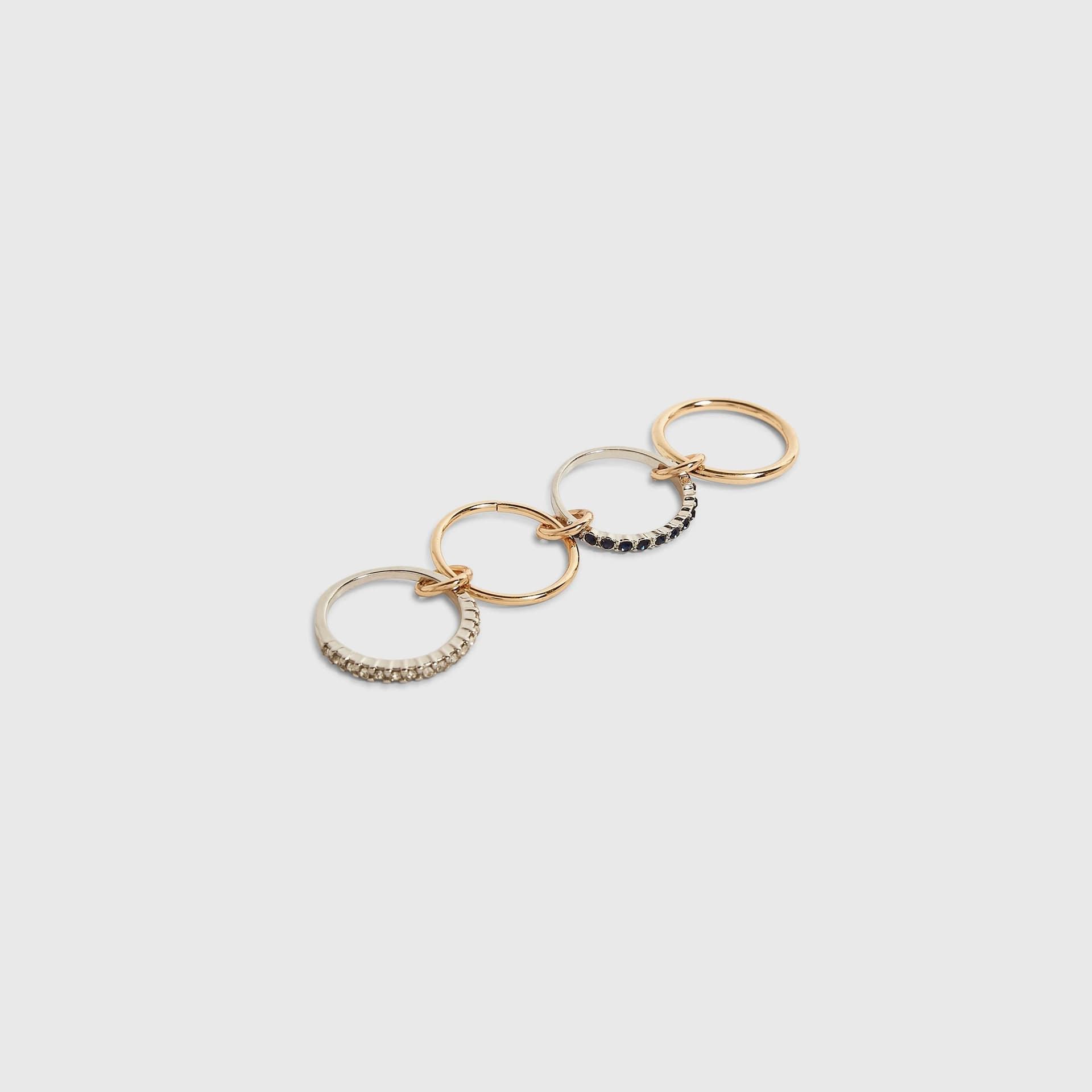 River Island River Island Womens Silver Diamante Stack Ring