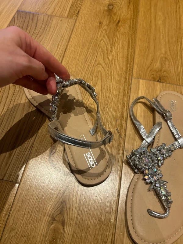 ASOS Ladies silver leather embellished sandals