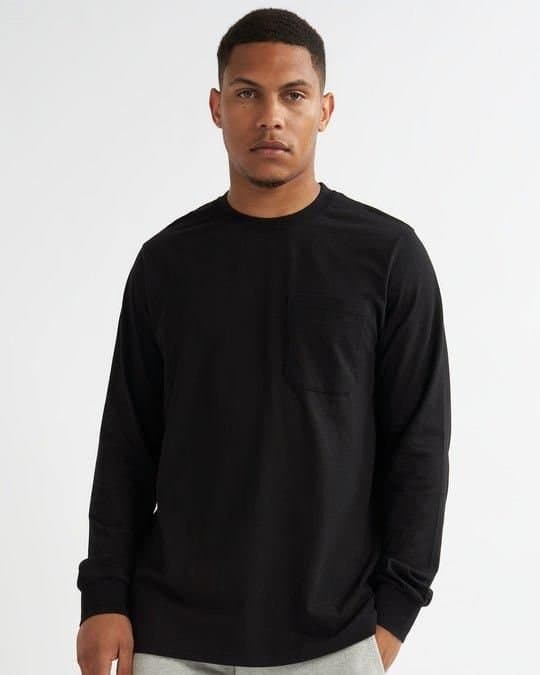 Alse Studio Alse Studio Men's Black Cotton Long Sleeve T-Shirt