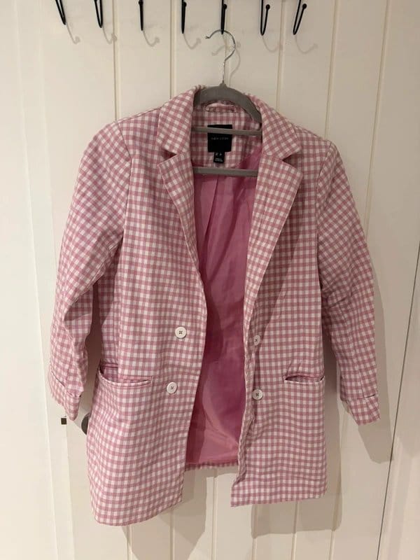 New Look Pink Gingham Blazer
