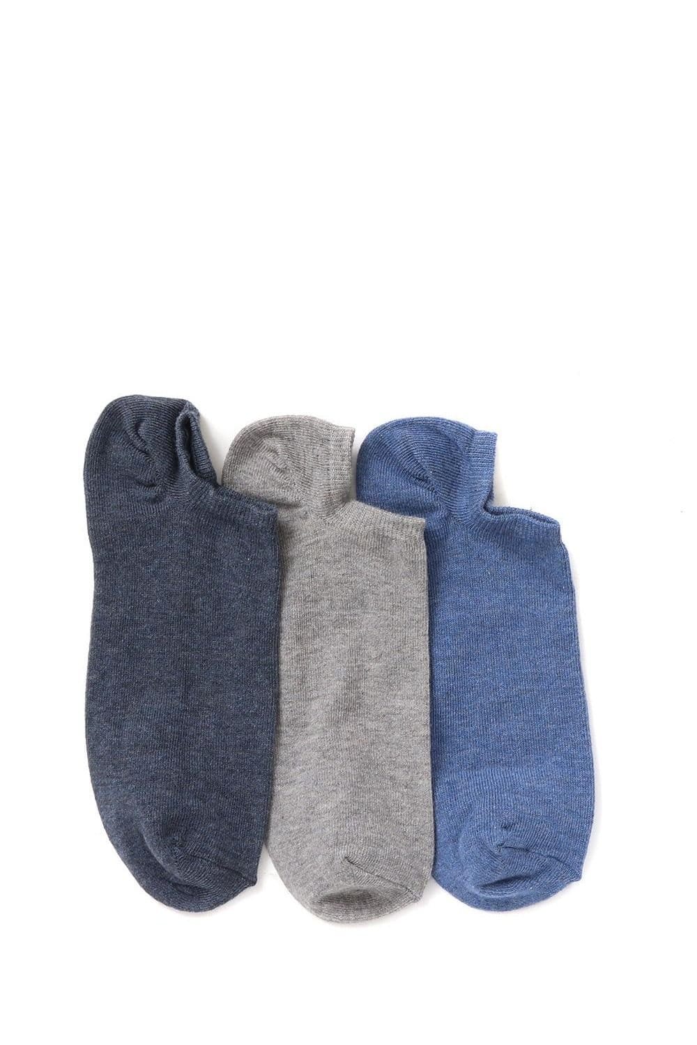 Pavers Pavers Men's 3-Pack No Show Ankle Socks in Blue - 1