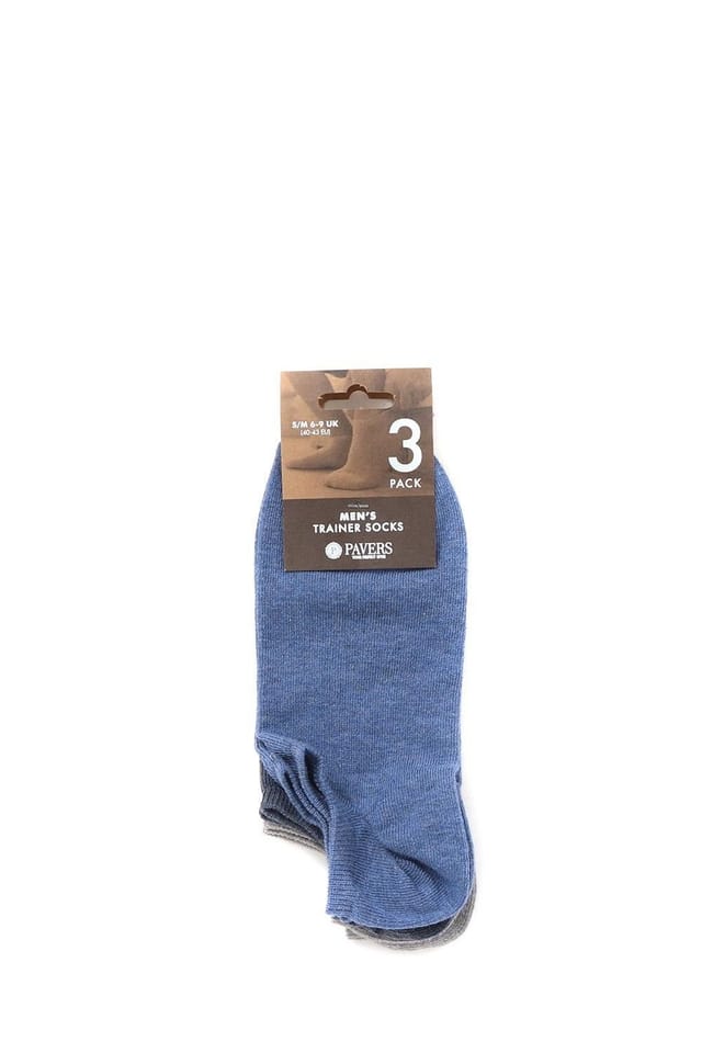 Pavers Pavers Men's 3-Pack No Show Ankle Socks in Blue - 2