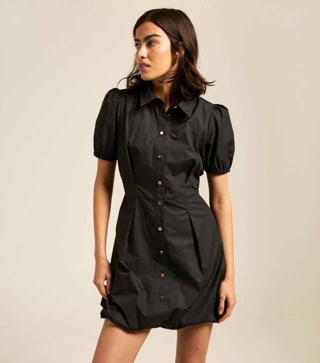 New Look Women's Black Bubble Hem Mini Shirt Dress New Look - 2