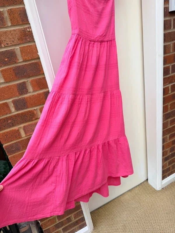 New Look New Look Pink Ruffle Strap Tie Back Maxi Dress UK 14