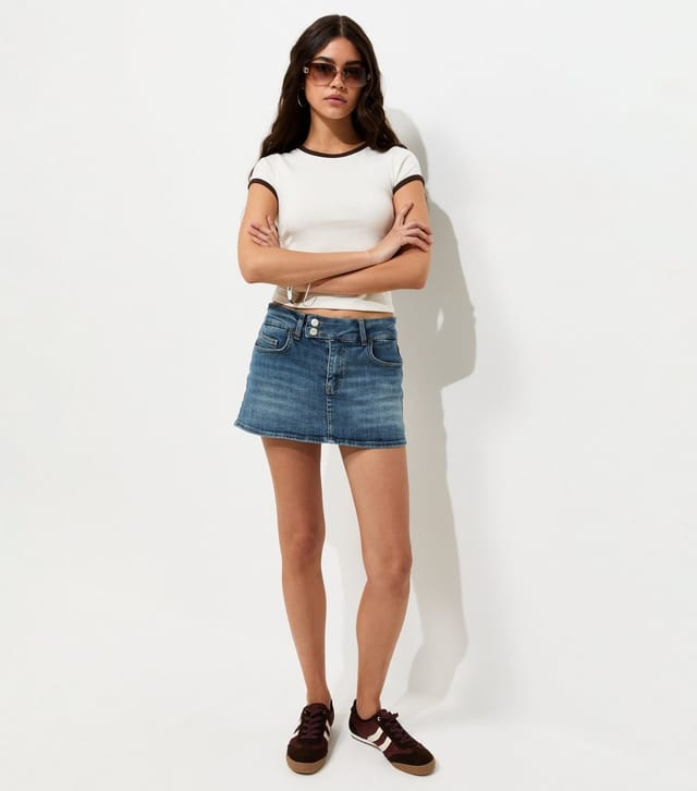 New Look Women's Vintage Blue Denim Micro Denim Skort New Look - 3