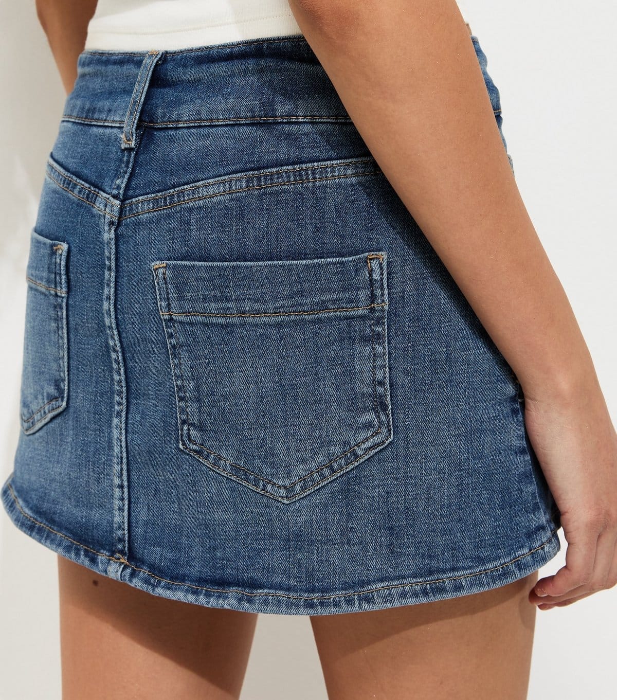 New Look Women's Vintage Blue Denim Micro Denim Skort New Look - 4