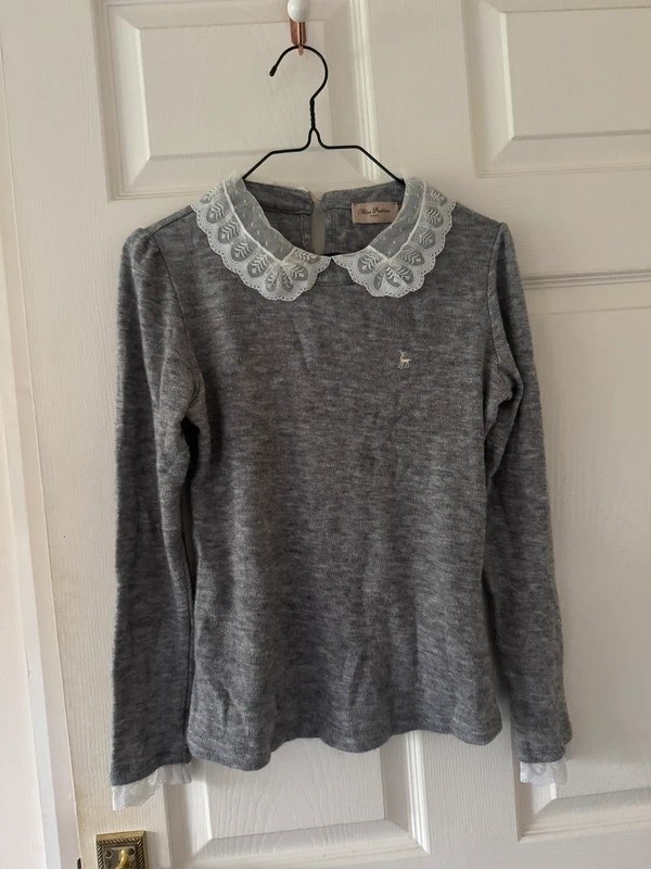 ASOS ASOS lace collared grey top - 1