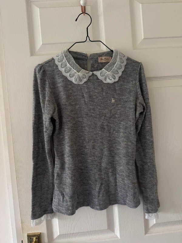 ASOS ASOS lace collared grey top