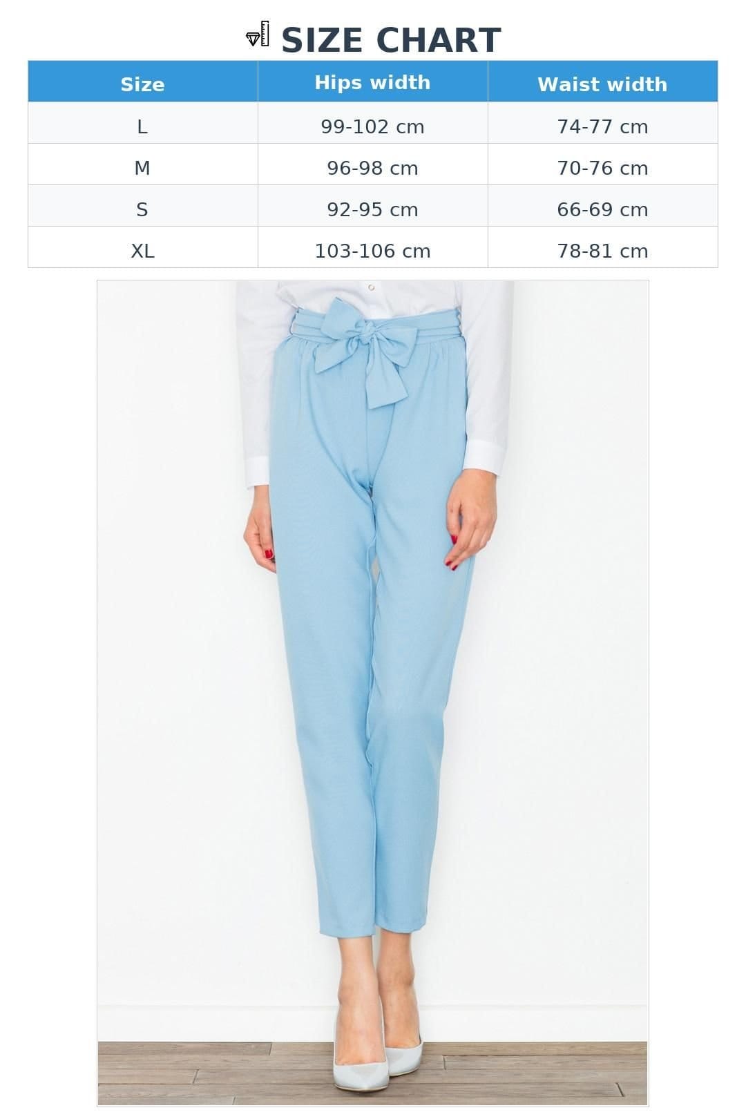 Love Lace Love Lace Women's Waist Crease Sash Tie Trousers with Zip in Blue - 4