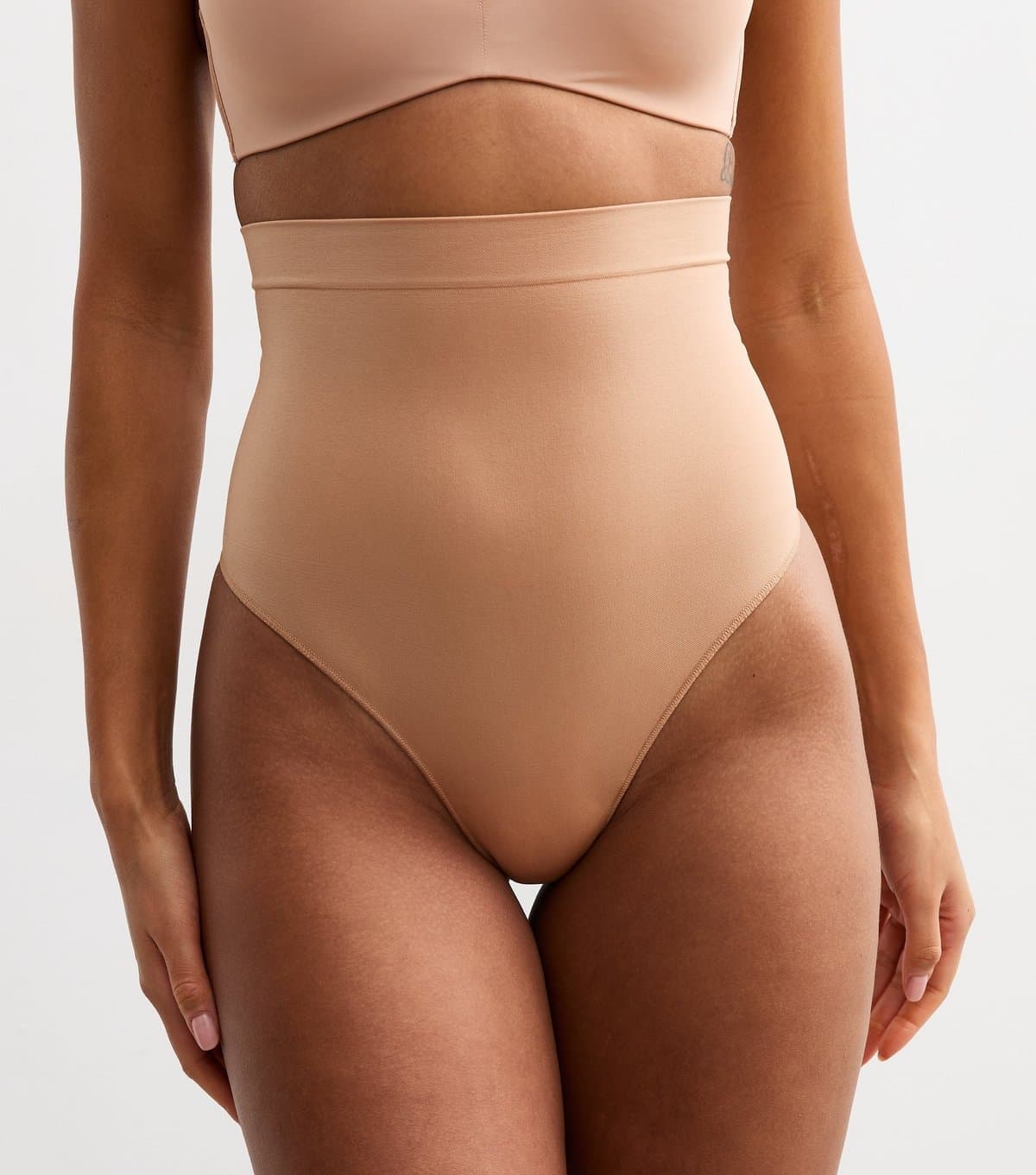 New Look Women's Tan Seamless Shaping High Leg High Waisted Thong New Look