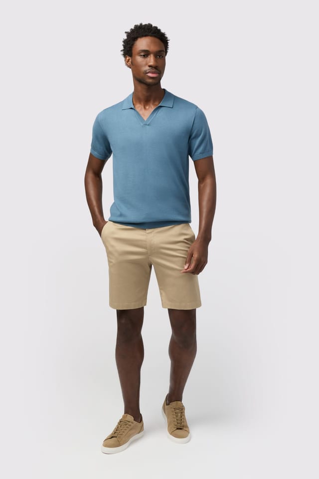Melka Melka Men's Revere Plain Knit Polo in Blue - 2
