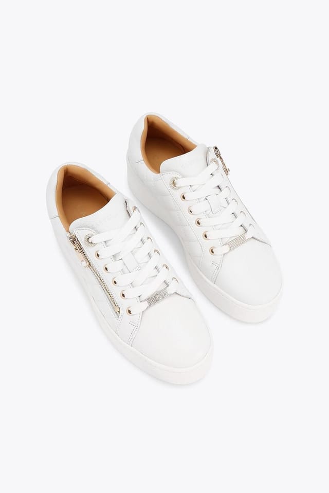 Carvela Carvela Women's 'Connected Zip' Leather Trainers in White - 2