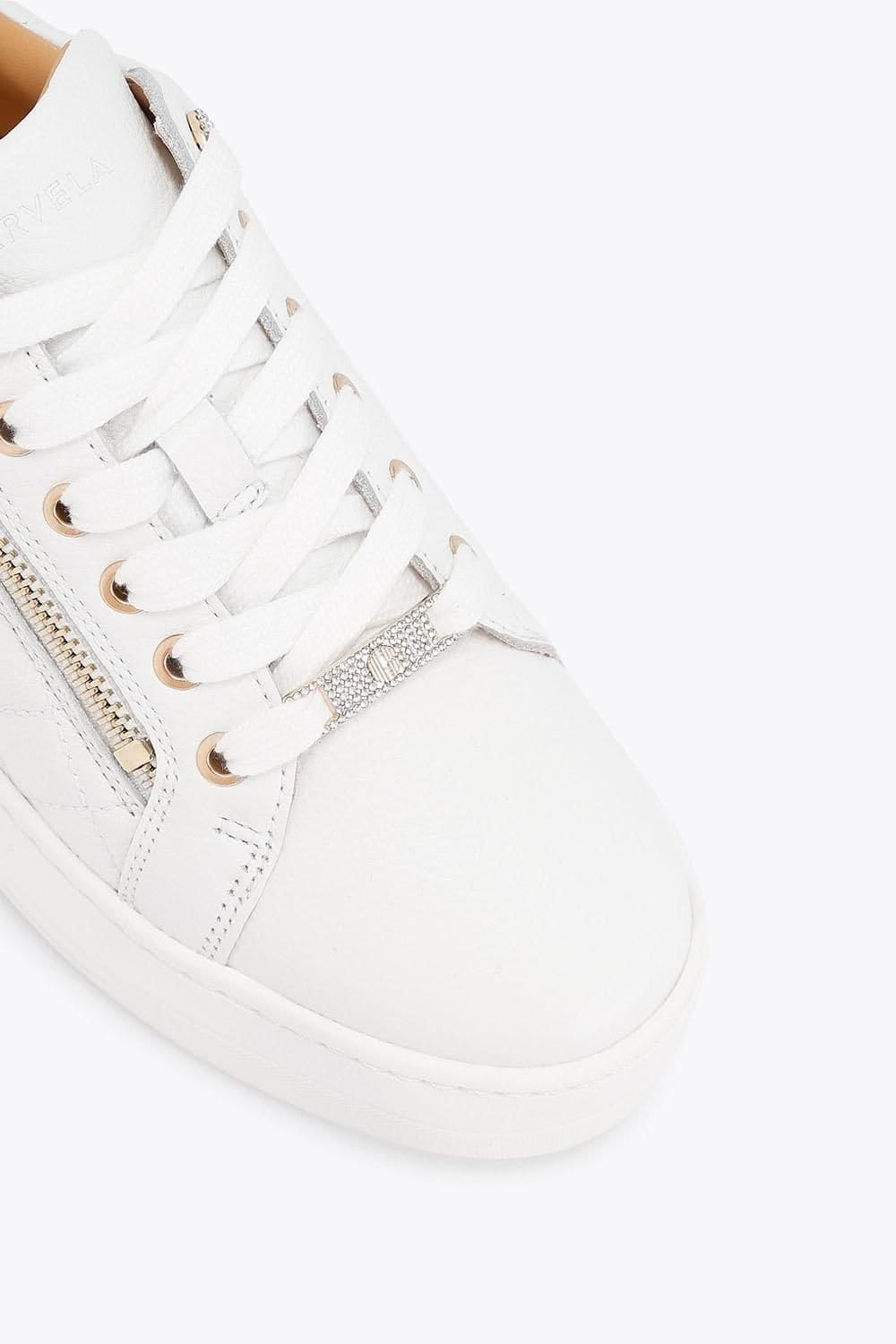 Carvela Carvela Women's 'Connected Zip' Leather Trainers in White - 4