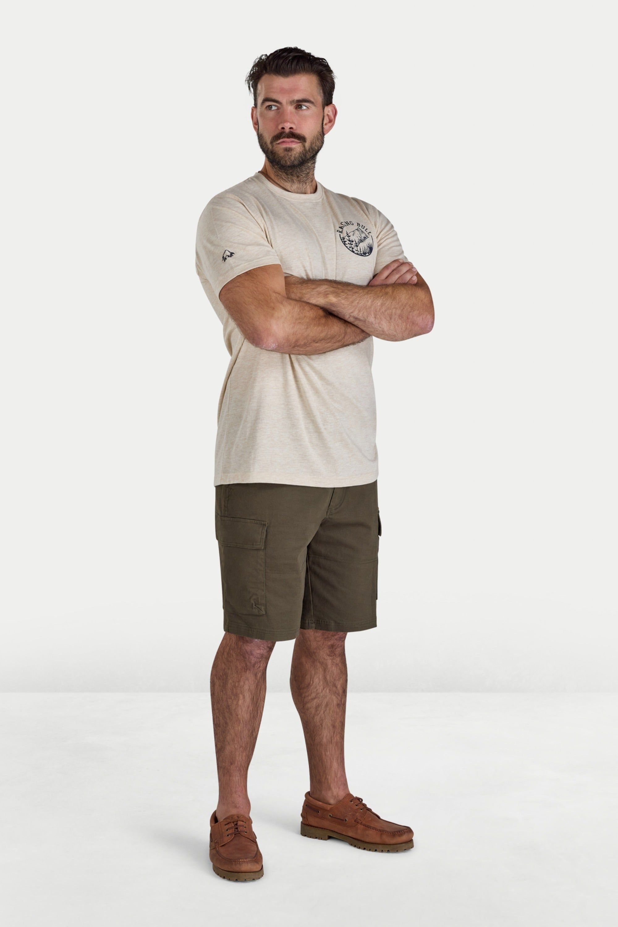 raging bull Raging Bull Men's Mountains Back Print T-Shirt in Natural - 4