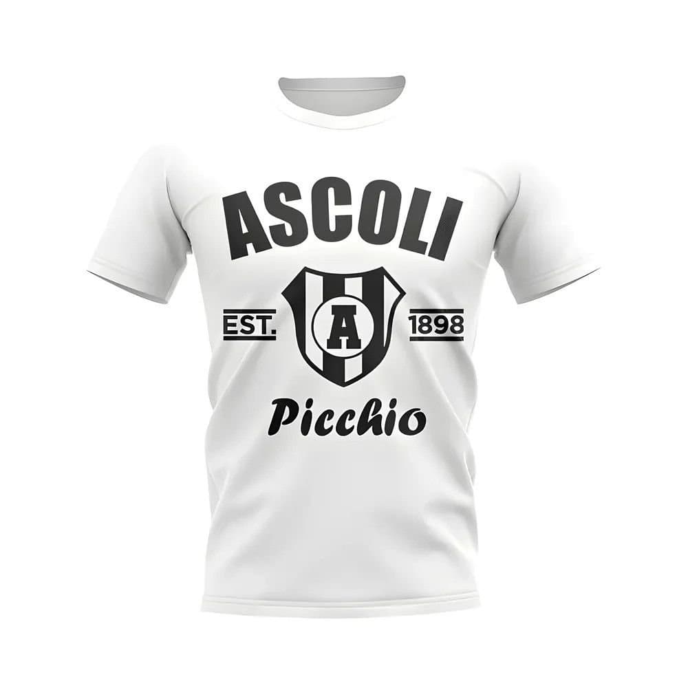 Ascoli Ascoli Men's Mens Established Football T-Shirt White in Blue