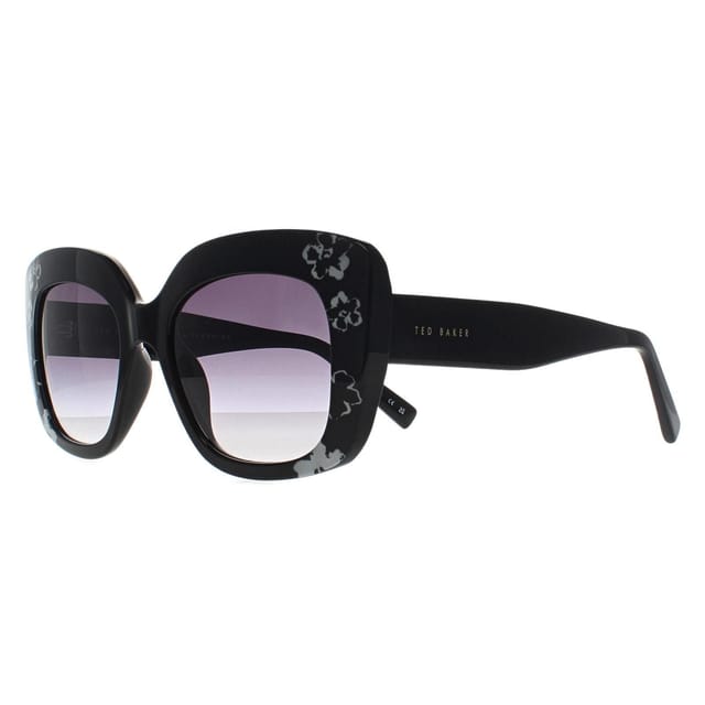 Ted Baker Ted Baker Women's Cat Eye Solid Black Flowers Grey Gradient TB1675 Hattie - 2