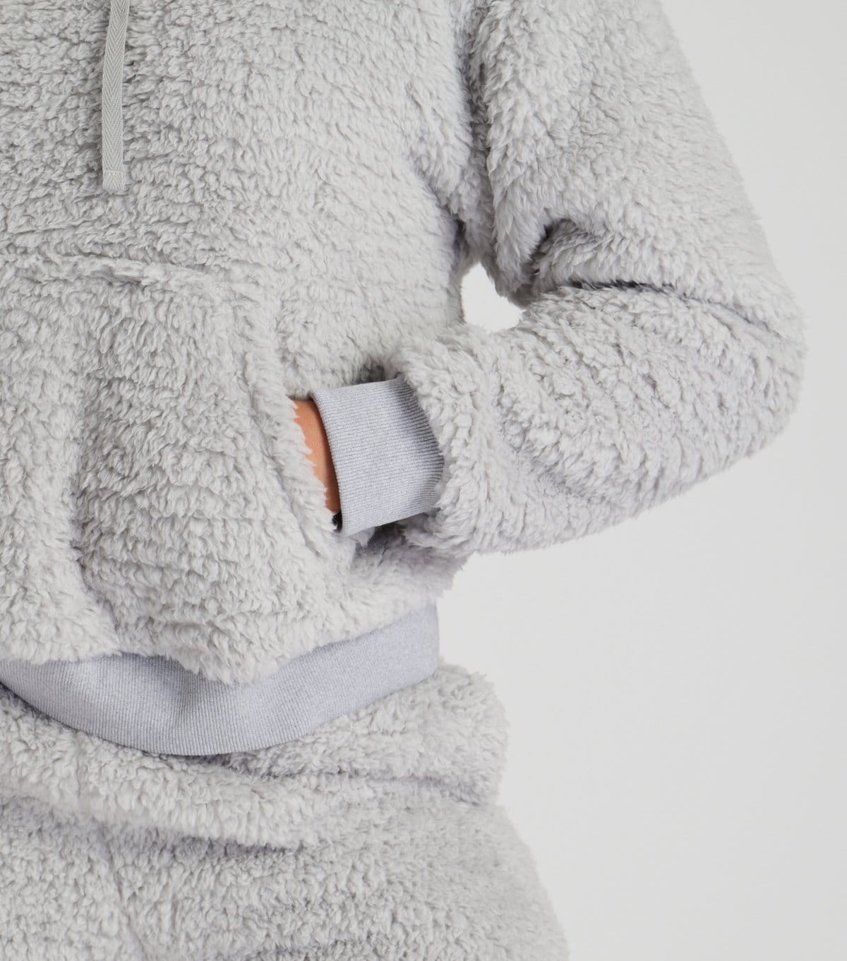 Loungeable Women's Light Grey Borg Hoodie And Jogger Lounge Set Loungeable New Look - 4