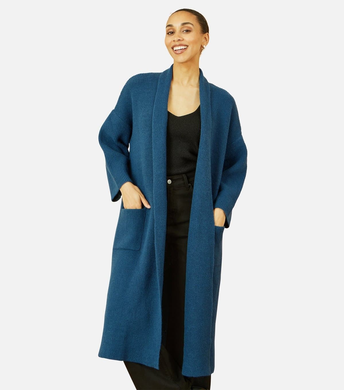 Yumi Women's Teal Knit Maxi Cardigan Yumi New Look