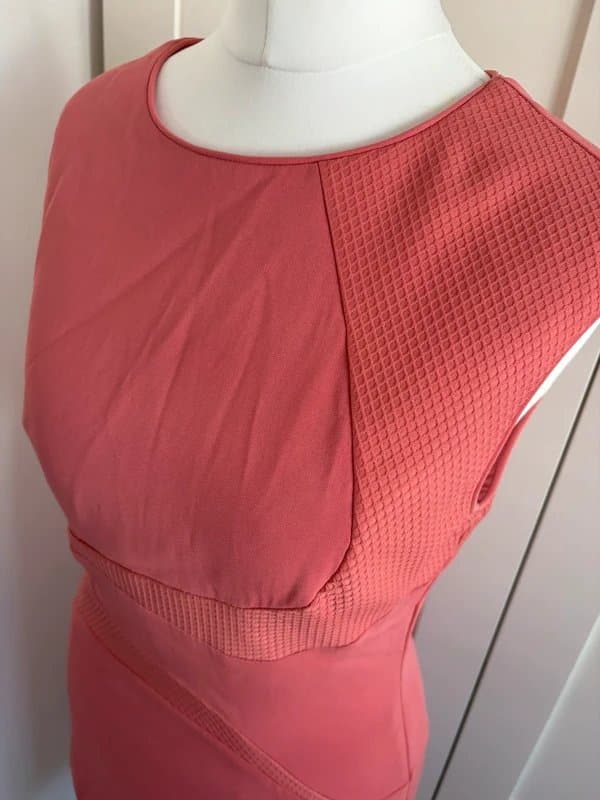 Reiss Reiss Coral Pink Mesh Panel Bodycon Dress – UK 8