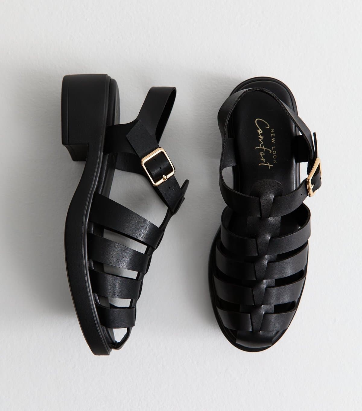 New Look New Look Black Faux Leather Fisherman Sandals Vegan