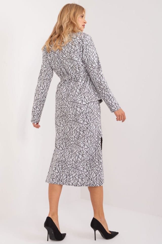 Love Lace Love Lace Women's Cotton Midi Dress & Tailored Jacket Set in Grey - 3